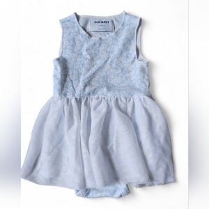 Old Navy Baby Girl Blue Ribbed Tutu Dress Romper Size 12–18 Months
